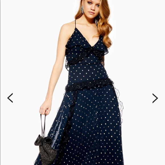 Beautiful lace navy metallic dress - Picture 2 of 7